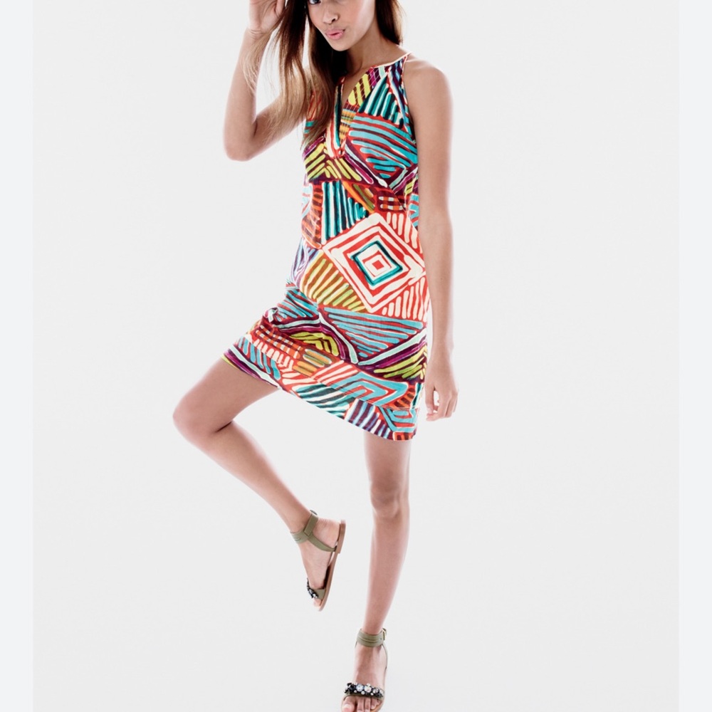 J Crew Colorful Geometric Print Dress